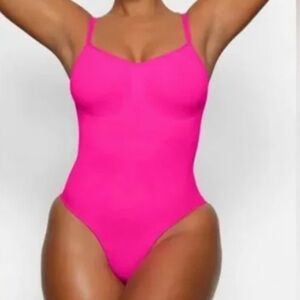 Skims Neon Pink Seamless Sculpting Bodysuit